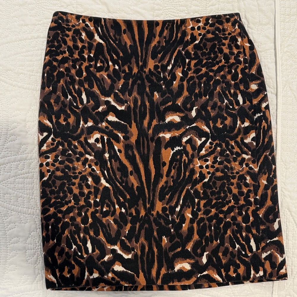 Talbots Brown and Black Animal Print Pencil Skirt